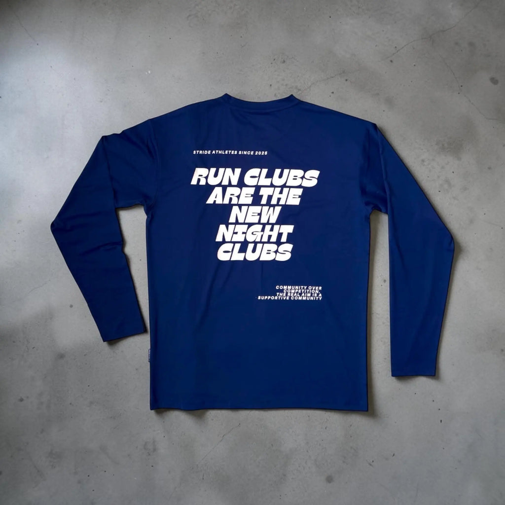 long sleeve running shirt dark blue Stride Athletes