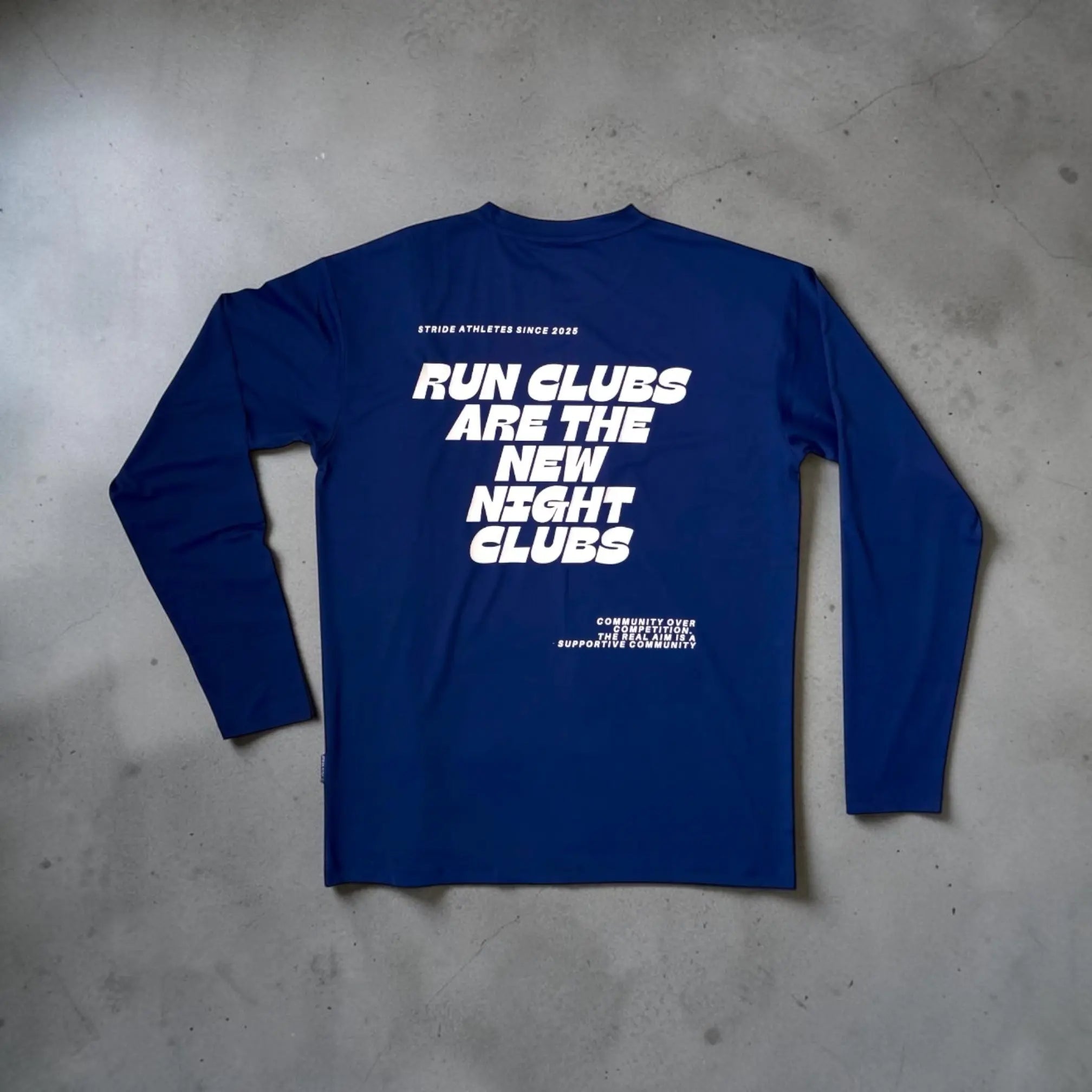 long sleeve running shirt dark blue Stride Athletes