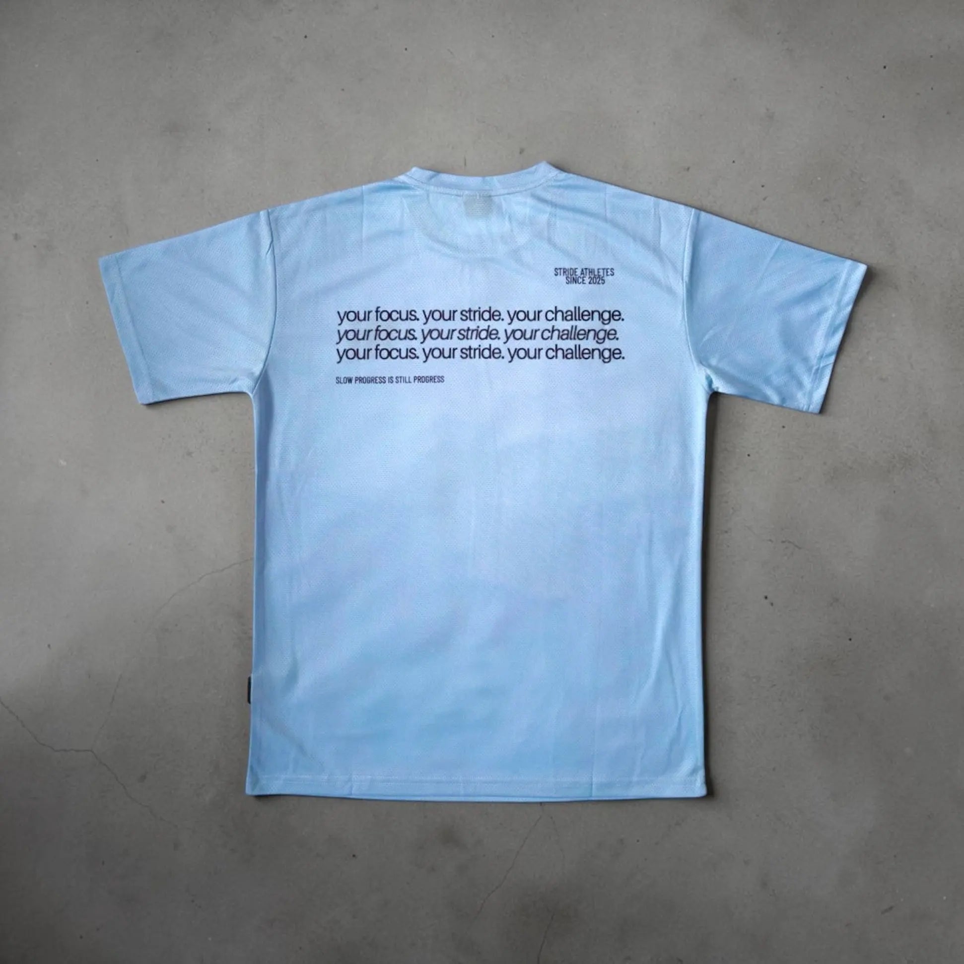short sleeve running shirt light blue Stride Athletes