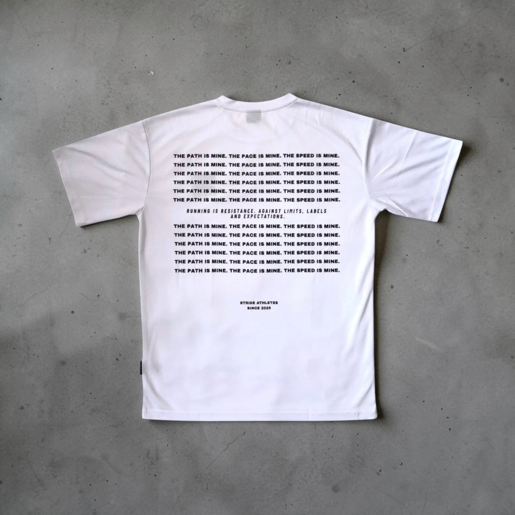 short sleeve running shirt white Stride Athletes